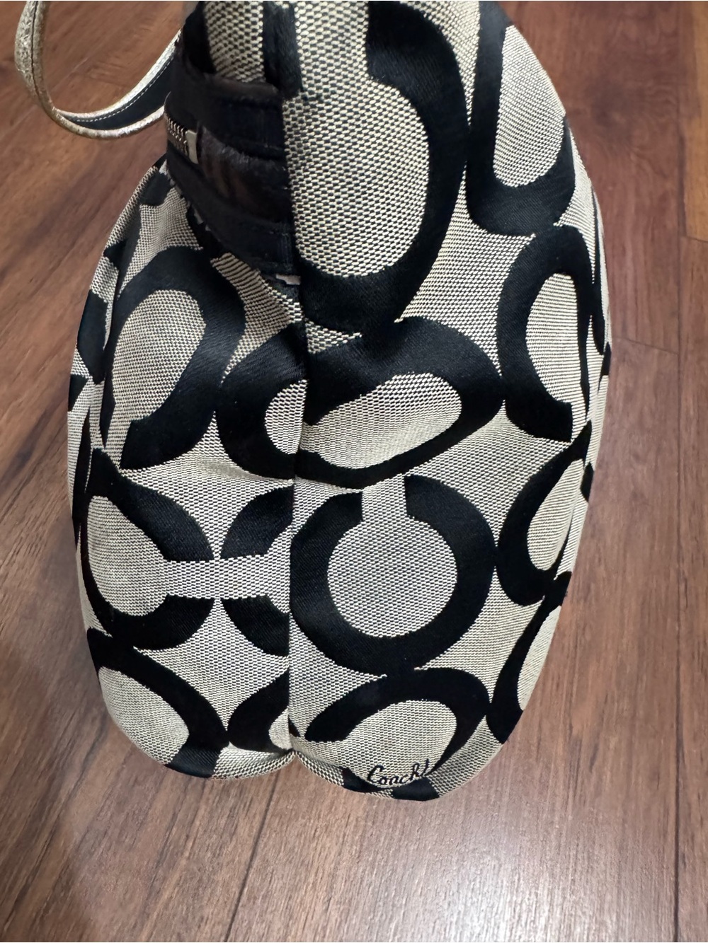 Coach Poppy Op Art Glam Tote 15331 Black White Silver Metallic Y2K - Picture 10 of 16
